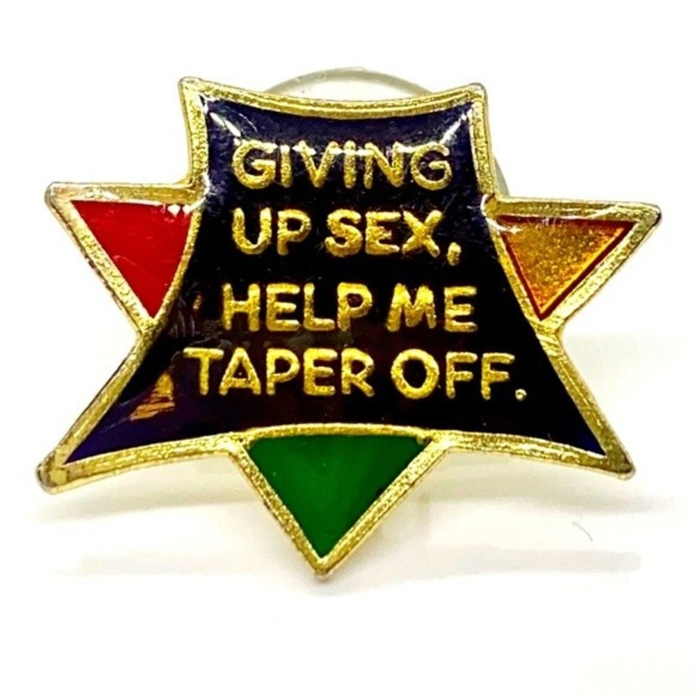 Humorous giving up sex help me taper off pin hat lapel jacket trucker hat‎ pin